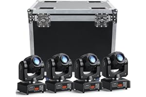 U`King UKing Cabezas Moviles LED con Flight Case 50W Luz de Escenario DMX 512 RGBW Iluminacion DJ Moving Head Foco Luces de la Etapa 9/11 Canales Luces Discoteca para KTV, Bar, Club, Fiesta, Boda