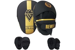 REWON GEAR REWON Colpitori Boxe per Adulti Pelle Grip con Cinturino Regolabile Scudo a Colpi Gancio & Jab Pad Target Mitt per Karate Muay Thai Taekwondo Kickboxing MMA Sparring Arti Marziali