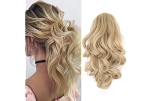 Cybelleza Dopinki do warkocz, przedłużenie włosów, kucyk, koński ogon, tanie, jak prawdziwe, falowane, sztuczne włosy 30 cm, popielaty brąz/blady blond