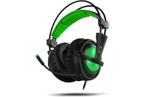 BG BE THE GAME BG Xonar-X6 Binaural Diadema Negro, Verde - Auriculares con micrófono (Consola de videojuegos + PS4, PS5, PC/Videojuegos, Binaural, Diadema, Negro, Verde, Verde, Imitación piel)