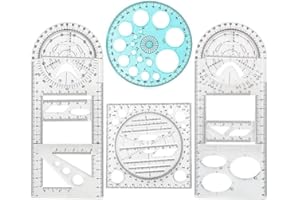 Dawafit 4 PièCes RèGle GéOméTrique Multifonctionnelle Outils de Dessin RèGle en Plastique Ensemble MathéMatiques Mesure Cercle RèGles de Dessin