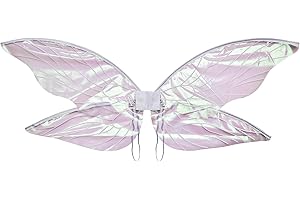 LEEWENYAN Ailes de Fée avec Bandoulière Élastique Ailes de Fée Adulte, Ailes d'ange pour Enfant Fille Ailes de Papillon Ailes Fée Fille Ange Ailes de Papillon Déguisement Fiestas (Blanc)