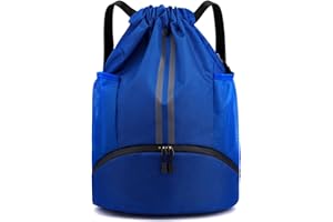 HUA ANGEL Impermeable Mochila con Cordón Grande Deporte Bolsa de Gimnasio con Cordón Mochila de Cuerdas con Compartimento para Zapatos Unisex para Vida Cotidiana Al Aire Libre Yoga Playa Natación