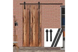 GIFSIN 5FT/152cm Kit de Puerta de Granero Puerta Corrediza de Granero Kit de Puerta Corredera para Puerta Simple