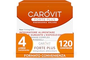 Carovit Forte Plus, Programma Solare, 120 Capsule, Integratore Abbronzatura per Prima e Durante l'Esposizione al Sole, con Vitamine E C B2, 2 Confezioni da 60 Capsule