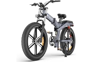 ENGWE X26 Electric Bike Folding MTB 26" x 4.0 Fat Tire Removable Battery 48V19.2AH Range 100 km, 3 Suspension Triple Shimano 8-Speed All Terrain