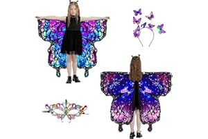 LYL. Ling Butterfly Wings For Girls, Double-Sided Fairy Wings, Halloween Costumes for Kids, Butterfly Costume for Girls