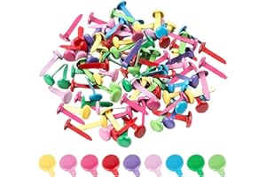 KMZ 100 PCS Multicolor Split Pins Round Metal Brad Fasteners Split Pin Mini Brads for DIY Crafts Projects Scrapbooking Office (8mm x 18mm)