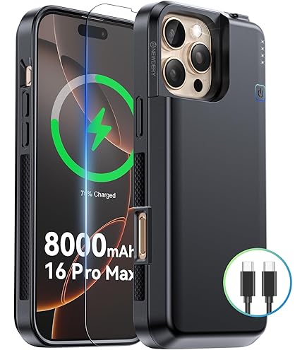 Custodia Caricabatterie Per IPhone 15 Pro - 8500 MAh Con Cavalletto, Nero - Foto 7