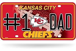 Rico Industries NFL Kansas City Chiefs #1 DAD Metal Tag (#1 Fan) #1 Fan Metal Auto Tag 8.5" x 11" - Great for Truck/Car/SUV