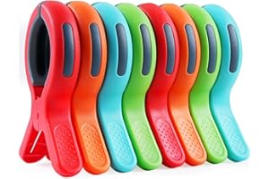 KEYBOO 8 Pcs 4 Inch Large Beach Towel Clips for Sun Loungers, Sunbed Towel Clips Towel Pegs for Sun Lounger, Beach Pegs Sunbed Clips for Towels, Laundry Clip Table Cloth Clips for Outside Pool Cover Clips