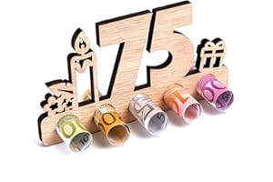 EUES Cumpleaños Regalo, 75 Cumpleaños Regalo de Dinero de Madera, Números Decorativos de 75 Años, 75 Aniversario Regalos de Cumpleaños de Madera(16 * 0.7 * 8.5cm)