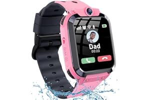 ELEJAFE Smartwatch dla dzieci GPS, inteligentny zegarek dla dzieci z telefonem, zegarek GPS dla dzieci IP68, wodoodporny kalkulator SOS, zegarek dla dzieci, prezent na Boże Narodzenie dla dziewcząt i chłopców