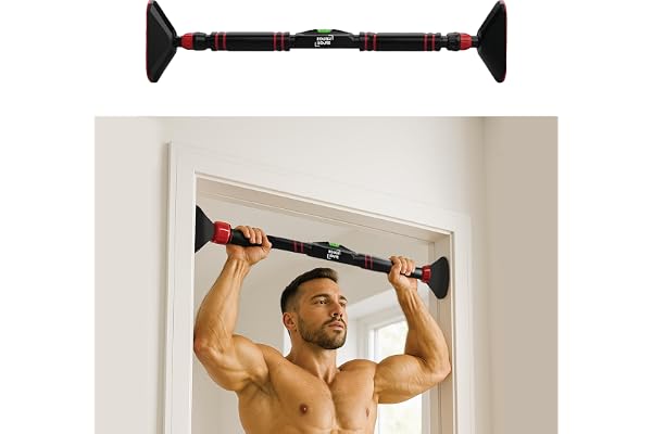 Roughhouse Pull Up Bar for Home Workout Ultra-Secure 200 KG Capacity 360° Dual Lock No Screw Doorway Chin Up Bar Adjustable 75 100 CM Superior Grip Handles Height Increase Bar for Men, Women & Kids