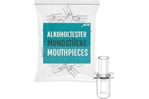 ACE Engångsmunstycken för alkoholtestare A, AF-33, Q och X, 25 st | Individuellt hygienförpackade med återandningsspärr; för engångsbruk som minskar rester och risken för felmätning