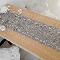 ZJchao Filz Tischläufer – 100x30 Cm, Mit Blumenmuster, Hitzebeständig & Waschbar, In Dunkelgrau