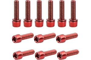 FANGEHONG 12 Pezzi Bici Stelo Bulloni, M5 x 18 mm Viti Fisse per Stelo Bici con Rondella, Bulloni per Manubrio Della Bicicletta, Vite da Bicicletta per Mountain Bike Bici da Strada (Rosso)