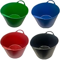 STORM TRADING GROUP 40 Litre Strong Robust Flexi Tubs Sets Of 3 Or 6 Mixed Assorted Colours Flexible Tub Multi Purpose Garden Storage Container Bucket (Set Of 6 (2 X Black, 2 - View #7