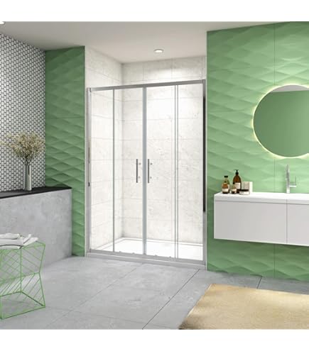 Porta Doccia A 4 Ante Per Nicchia - Cristallo Temperato 6mm Trasparente, EasyClean Anticalcare, Misure 153-158 Cm - Foto 6