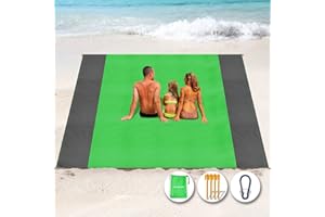 Henrycares Alfombra de Playa 300 x 275cm Grande, Mantas de Playa Antiarena Impermeable Esterilla Playa, Playa Accesorios con 4 Clavos de Fijación, Ideal para Viajes al Aire Libre (Verde)