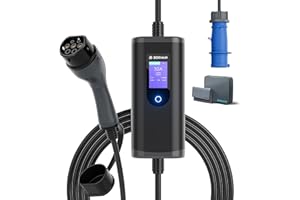 bokman Chargeur Voiture Electrique Type 2- Prise CEE Portable EV Chargeur Station de Charge Mobile/Wallbox Ajustable 6-32A | 7,4kW | 5 Mètre