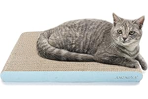 AMZNOVA Durable Flat Cardboard Cat Scratcher, Colors Series, Wide, Baby Blue