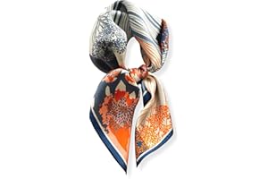 PoeticEHome 100% Pure Mulberry Silk Neck Scarf 27"x27" Women Square Neckerchief Headscarf Gift Packed