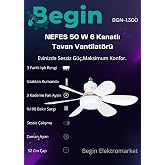 Begin 50w 6 kanatlı led ışıklı tavan vantilat&ouml;r uzaktan kumandalı