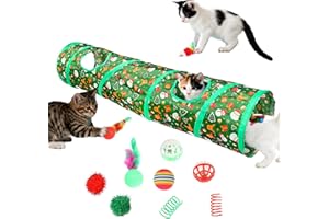 FairyPeach 11 Piezas Juguetes Gatos con Túnel, Cama Tunel paraGatos, Túnel de Juego Extensible Plegable, Juguetesgatos para Cansarlos, Ratones de Juguetepara Gatitos
