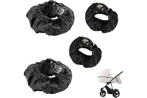 Lotbun 4 pcs housses de roue pour bébé, 2 adaptés aux roues d'un diamètre de 25-36 cm et 2 pour 20 cm, protège-roues de poussette, accessoires de poussette, enjoliveurs de roue de poussette