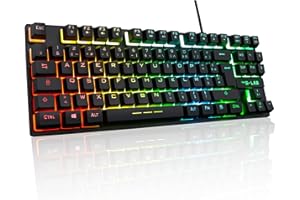 The G-Lab Keyz Caesium TKL Clavier Gamer TKL 87 Touches Filaire USB AZERTY Français, Rétro-Éclairage LED Multicolore - Clavier Gaming Compact sans Pavé Numérique pour PC/PS4/PS5/XBOX (Noir)
