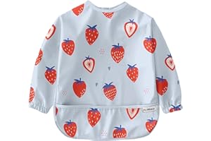 Nombear ® Baby Weaning Bib with Sleeves - Waterproof Baby Bibs 6-12 Months for Baby Led Weaning, Coverall Bibs for Baby Feeding, Long Sleeve Bibs for Toddler, Baby Bibs with Sleeves, Baby Apron