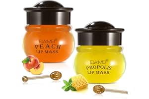 NUEDSFXO Maschera per le Labbra Idratanti Anti-invecchiamento, Lip Mask, Maschera per Dormire per Labbra per la Cura delle Labbra, Adatto a Labbro a Secco e Crepe (Miele&Pesca)