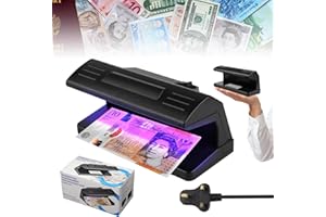 PENYUY Note Checker for Counterfeit Money Detection UK Plug Portable UV Light Detector for Polymer and Paper Notes Fluorescent Mark Tracer for Home Shops Hotels Supermarkets Restaurants