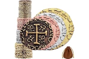 LEIB GAMES Monete Pirata in Metallo, 36 Monete del Tesoro d'Oro, Oro Rosa, Argento, Bronzo per Giochi Da Tavolo Adulti, Giochi Di Società Per Bambini, Dungeons & Dragons, Gloomhaven, Gioco Da Tavolo Giocattoli