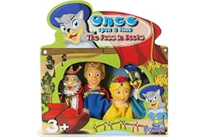 Leomark Zestaw 4 pacynek dla dzieci - Kot w butach - Kolorowe lalki na rekę, 4 postacie z bajki Król Księzniczka Młynarz Baśniowe Pacynki Marionetki Wymiary: 15 x 2 x 25 cm