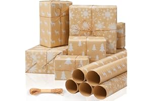 LLNRC Weihnachtspapier Geschenkpapier,5 Rollen in 1 Rolle Weihnachts Geschenkpapier Set Weihnachtsgeschenkpapier Weihnachten Geburtstag Geschenkverpackung für Kinder Xmas Weihnachten Papier Geschenke