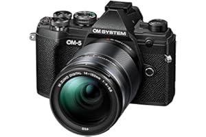 OM System OM-5 Micro Four Thirds Systemkamera inkl. M.Zuiko Digital 14-150mm F4-5.6 II Objektiv, 20 MP Live MOS-Sensor, optimierte 5-Achsen-Bildstabilisierung, IP53, Schwarz/Schwarz
