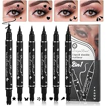 Eyeliner-Stempel Set – 6 Doppelköpfige Stifte Mit Herz, Mond, Blume & Mehr | Wasserfest, Wischfest & Einfach Anzuwenden