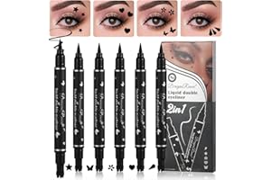 ‎SITOVELY 5 Pcs Doppelköpfig Flüssiges Eyeliner Stempel Stift Makeup Set, Wasserdicht Lang anhaltend Schwarzer Eyeliner Bleistift, Wischfest Lazy Langlebiges Eye Liner Schablonen Augen Tattoo Tool