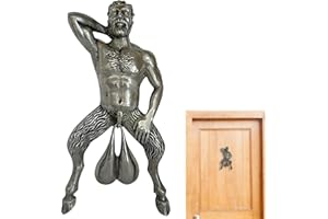 LIUDUO 2025 New Funny Old Man with Special Decorations Door Pendant, Muscle Man Door Knocker, Resin Porch Pendant Figure Model Doorbell for Front Door Home Wall Crafts Decorations, Silver