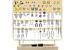 RUBY - Porta Joyas de Madera y Metal para Mujer, Caja para Guardar Pendientes y Expositor