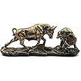 Irayin Wall Street Bull & Bear Battle Resin Statue, Bull & Bear Decoration 11inch, Home Decor Accents Bull Ornaments for Living Room, Bedroom, Wine Cabinet, Office - Black