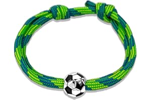 Ernestine - Bracelet Football réglable acier inoxydable - Idée cadeau foot homme enfant - Bracelet sport Foot - Cadeau Homme Noël anniversaire fête des pères - accessoire équipe de France Football