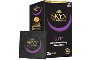 SKYN Elite Condoms Pack of 36 / Skynfeel Latex Free for Men, Regular Size, Ultra-Thin & Soft, Smooth Straight Shape, 53mm Wide