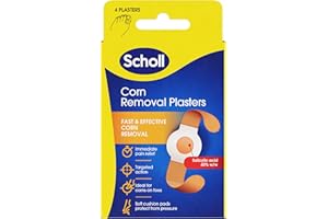 DR. SCHOLL'S Scholl Corn Removal Plasters, Easy-to-Use Treatment, Includes 4 Discs with Salicylic Acid, Delivers Pain Relief & Effective Corn Removal for Foot or Toes