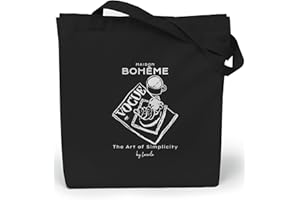 Loxato Tote Bag Noir - Sac Cabas en Toile Noir Femme- Tote Bag Coton 100% Grand Tote Bag 35 x 42 x 8 cm - Sac Fourre Tout Femme en Toile