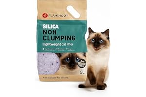 Flamingo - Cama para Gatos de sílice granulados de tamaño Medio 5L, Apta también para Gatitos, Absorbe rápidamente