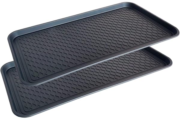 Lead Home 2 st. skodroppbricka stor skobricka – skoförvaring 76 x 38 x 3 cm med upphöjd kant – droppbricka svart för skor
