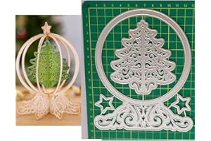 TINGZVEN Christmas Tree Metal Die Cuts Dies Cutting, Christmas Tree Crystal Ball Cutting Dies Metal Cut Stencils DIY Scrapbooking Cards Decorative Embossing Paper Dies for Album Card Making Scrapbooking